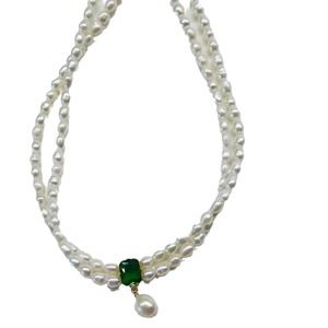 Collar de Doble Capa de Alta Calidad con Perlas de Agua Dulce y Circonita Verde, Simple, Moderno, Lujoso y con un Toque de Elegancia - Product Image 5