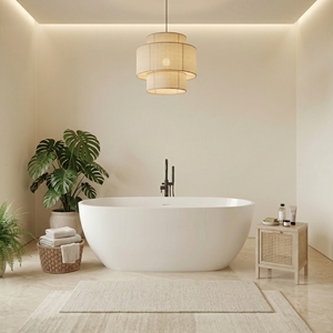 Salvere FW-7761-63 Freestanding Oval Acrylic Bathtub with Soaking Function-Modern Durable Design for <b>Bathroom</b> - Product Image 6