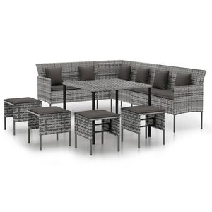 Conjunto de Muebles de Jardín de Ratán PE Gris, Grande y Resistente, para Patio - Product Image 2