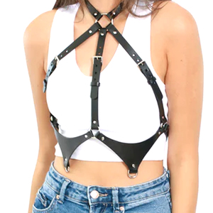 New Arrival Trendy Customized Made Fashionable Punk Leather Body <b>Harness</b> <b>Belt</b> For Women Adjustable Waist & Chest Straps - Product Image 4