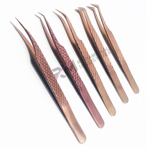 Pince à épiler de précision en acier inoxydable rose doré RMI, pointe lisse, longueur 10 mm, pour extension de cils - Product Image 6