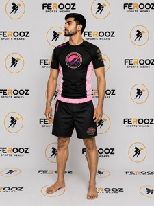 Short Sleeve Rash Guard And Shorts Set <b>Athletic</b> Training Apparel For Men Gym Workout Fitness Grappling Wear - Product Image 3