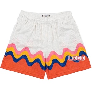Custom logo Summer Quick Dry Men's Shorts Street Style Sublimated Swim Beach Shorts Double-<b>layer</b> Mesh Shorts with Drawstring - Product Image 3