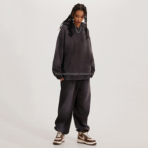 ชุดวิ่ง2ชิ้นโอเวอร์ไซส์วินเทจของผู้ชายชุดวอร์มแบบสวมหัวพิมพ์โลโก้แบบกำหนดเอง - Product Image 6