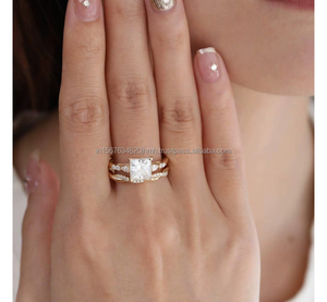 Igi/gia แล็บตัดเพชรวินเทจ14K สีเหลืองแหวนแต่งงาน/งานหมั้นใส่ได้ทั้งชายและหญิงสีขาวทองคุณภาพดีสำหรับงานปาร์ตี้ครบรอบ-คุ้มค่า - Product Image 4