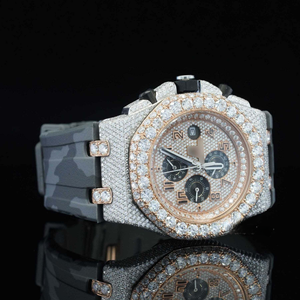 Reloj de Moda con Correa de Caucho de 41 mm, Acero Inoxidable, Diamante Moissanita, Mecánico, Automático, Cronógrafo, Cristal de Zafiro, Tono Rosa - Product Image 6