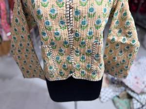 Hand Embroidered <b>Quilted</b> Cotton <b>Jacket</b> Floral <b>Pattern</b> Mandarin Collar Full Sleeve Autumn Women's <b>Jacket</b> GIFT FOR HER - Product Image 2