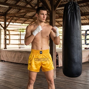 Pantalones Cortos de Muay Thai Amarillos, Transpirables, de Secado Rápido, Elásticos, para Entrenamiento de Deportes de Combate, con Logotipo Personalizado, para MMA, Lucha Libre, Unisex - Product Image 5