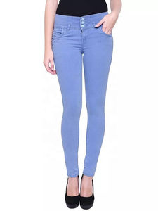 Jeans de mezclilla para mujer, estilo hip hop, corte recto, casual, transpirable, antiarrugas, de secado rápido, 100% algodón, para invierno, con decoración de botones. - Product Image 4