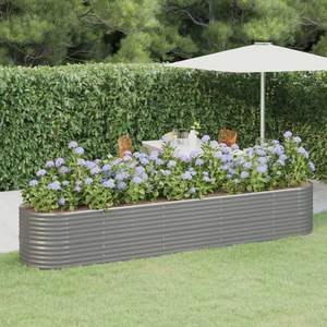 Grandes jardinières surélevées en acier gris thermolaqué, durables, pour le jardin - Product Image 1