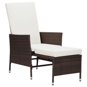 Poltrona da Giardino Regolabile in Rattan PE Marrone con Braccioli Confortevoli - Product Image 2