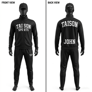 Premium 280 GSM Polyester Interlock Boxing Tracksuit Blue <b>White</b> Panel Custom Embroidery Logo OEM - Product Image 2