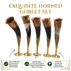 Flûte à champagne artisanale en corne de buffle, verre à vin de luxe en corne naturelle avec tige métallique, vaisselle écologique, vente en gros - Product Image 6