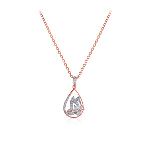 Colgante de Diamante Cultivado en Laboratorio en Oro Rosa con Diseño de Ojo Turco, Corte Brillante Redondo, Joyería de 18K para Mujer, Uso Diario, a la Moda - Product Image 1