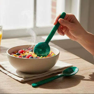 Juego de Cucharas para Servir de Resina Hechas a Mano, Diseño Tradicional, Acabado Espejo, Mango Largo, Duraderas, Ecológicas, Aptas para Lavavajillas y Microondas - Product Image 1