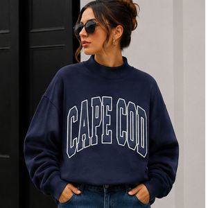 Cali Heavyweight <b>Mock</b> <b>Neck</b> Cotton Fleece Sweatshirt Women Men Ladies Unisex Sorority Fraternity University College Chenille - Product Image 4