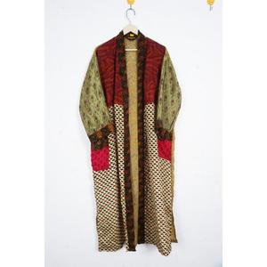 Peignoir kimono artisanal 100% soie pour femme, col en V, manches longues, longueur intégrale, fermeture à cordon, séchage rapide - Product Image 4