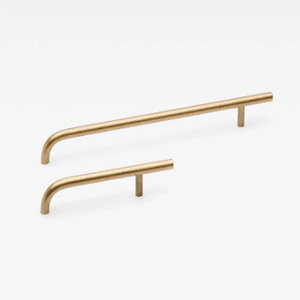 Poignée de meuble ronde en laiton massif pour portes d'armoires, poignée de barre minimaliste en métal noir pour tiroirs d'armoires - Product Image 4