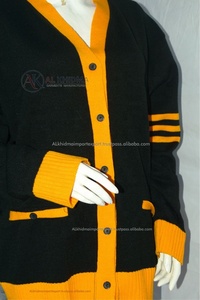 Black Yellow Gold Solid Autumn School Cardigan <b>Sweater</b> Unisex V Neck Button Front Computer Knitted Acrylic Wool Uniform Knitwear - Product Image 5