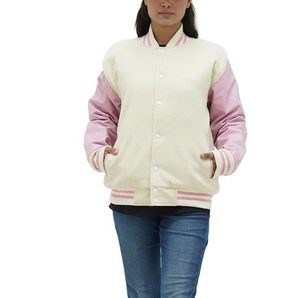 Veste universitaire en laine pour femme 2026 avec broderie personnalisée, manches longues, vêtement d'hiver respirant, grande taille, veste de basketball - Product Image 1