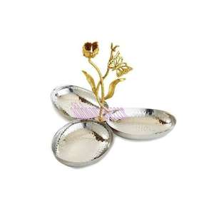 Plateau de service triple papillon pour collations, fruits secs, desserts, vaisselle décorative, cadeau - Product Image 1