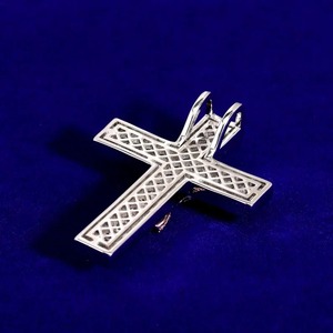 Pendentif Croix Iced Out avec sertissage diamant baguette, plaqué argent rose, breloque Jésus-Christ pour homme, pendentif religieux - Product Image 3