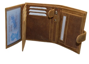 Men's Vintage Genuine Leather <b>Trifold</b> <b>Wallet</b> With Buckle Closure Short Size Daily Use Luxury Vintage Design Open Short Coin - Product Image 4