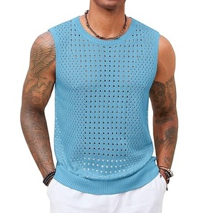 High Quality Summer Sleeveless Oversized Distress <b>Tshirt</b> Fishnet Mesh Sheer Sexy <b>Party</b> Streetwear Clubwear Wholesale Breathable - Product Image 6