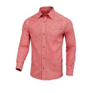 <b>Men</b>’s <b>Red</b> Bavarian Oktoberfest Trachten <b>Shirt</b> Cotton Long Sleeve Traditional Fit S to 4XL - Product Image 1