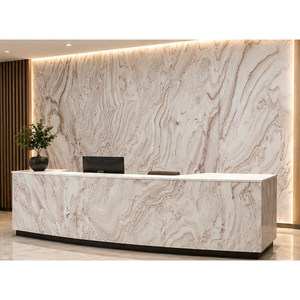 Grande dalle de marbre calcite poli, écologique, pour décoration murale moderne de salon, application imperméable - Product Image 1
