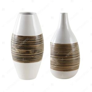 Jarrón de bambú vietnamita hecho a mano con incrustaciones de cáscara de huevo para organizar plantas y flores, ideal como centro de mesa. - Product Image 5