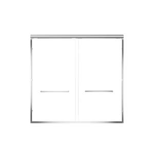60 \ "W X 57 \" H telaio in alluminio doppia porta doccia scorrevole Soft-Close cromata 1/4 porta porta vasca \ "(6mm) trasparente Nano-rivestito temperato - Product Image 1