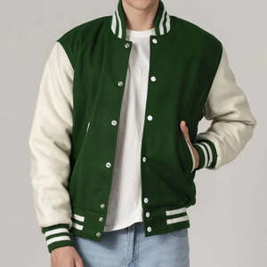 Veste de sport verte pour homme en coton et polyester, couleur unie, col rabattu, fermeture à boutons, vêtement décontracté pour l'automne - Product Image 6