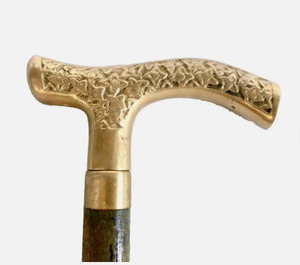 Canne de marche multifonctionnelle artisanale en bois avec poignée en laiton sculpté imitation antique, bâton de randonnée, artisanat naturel, décoration intérieure - Product Image 3