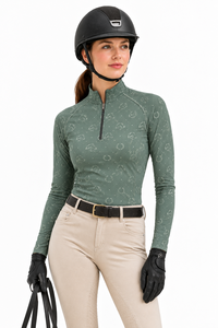 Fabricant de chemises d'équitation sur mesure |   Haut d'équitation pour femmes |   Sweat-shirt imprimé à col zippé, manches longues, OEM, marque privée - Product Image 6