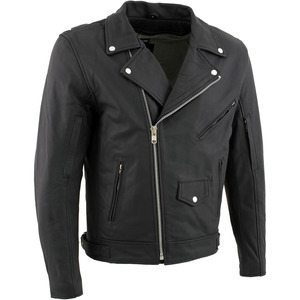 SAMROZ SPORTS Leather Men's <b>Racer</b> Style Collarless Premium Leather Motorcycle Biker Riders <b>Jackets</b> - Product Image 1