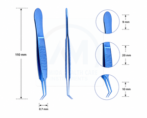 Pinces à ligature angulaires bleues en acier inoxydable, instrument chirurgical certifié CE, outil de micro-suture ophtalmique de classe I, manuel - Product Image 4