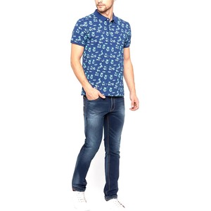 Polo en coton à manches courtes pour homme, imprimé palmiers bleus, style décontracté, respirant, tissé, style Oxford - Product Image 5