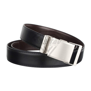 Ceintures en cuir véritable pour hommes, fabrication sur mesure, vente en gros, boucle automatique de luxe, ceintures à cliquet, ceintures de costume noires - Product Image 4