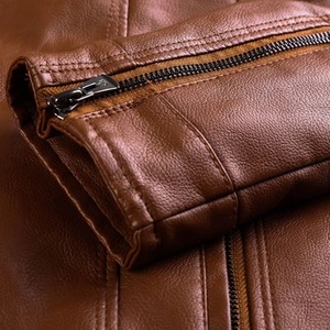 Chaqueta de Cuero Original Premium para Hombre, Chaqueta de Motociclista de Cuero Vacuno Auténtico con Bolsillos con Cremallera, Pedidos Personalizados OEM - Product Image 4