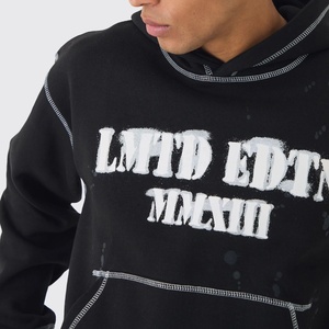 Chándal de lana de algodón negro ligero ecológico de alta calidad unisex, chándal con estampado personalizado OEM exterior - Product Image 3