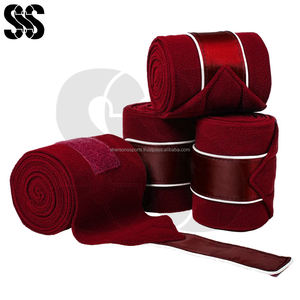 Bandages de jambe pour chevaux d'équitation personnalisés, coton/fleece/polyester de haute qualité, fermeture à crochets et boucles, protection des jambes pour les courses de chevaux - Product Image 4