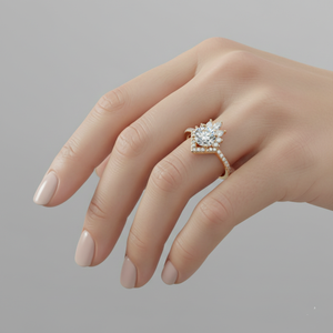 แหวนหมั้นทรงมงกุฎประดับเพชรซันเบิร์สต์ ชุบทองคำสีกุหลาบ พร้อมการติดตั้งแบบ Prong Setting ที่ได้รับการรับรอง - Product Image 6