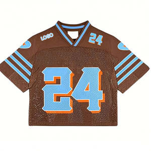 Camiseta de malla extragrande estilo jersey de fútbol Y2K gótico para hombre, hecha a medida, de verano, con cuello en V y transpirable. - Product Image 4