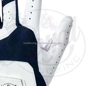 Gants de golf Grace White unisexes personnalisables en cuir véritable respirant pour droitier, style homme avec logo, emballés en blanc - Product Image 2