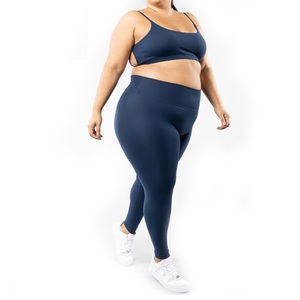 Smooth High-Waisted Seamless Simple Yoga <b>Bra</b> and Leggings Set for Women High Support Racerback Front Logo Active Wear - Product Image 5