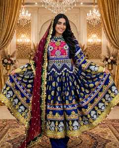 Bohemian Embroidered <b>Maxi</b> <b>Dress</b> Full <b>Sleeve</b> Jewel Neck A-Line Loose Fit Hand Embroidery Casual <b>Dress</b> Geometric Pattern Party - Product Image 2