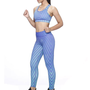 Conjunto de Yoga de 2 Piezas con Estampado Geométrico, Cintura Alta, Largo Completo, Sin Costuras, Transpirable, Ligero, Ropa Deportiva Simple, Elástica en 4 Direcciones - Product Image 4