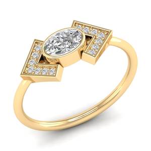 Bagues REYES luxueuses en or massif 14 carats avec diamant ovale de 0,57 carat cultivé en laboratoire pour femmes, cadeau de mariage de luxe, bijoux fins. - Product Image 2