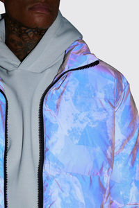 Wholesale Men's Winter Bomber Puffer Jacket with Black Down Fitness Wear Custom Logo <b>Camouflage</b> Pattern with Front Sublimation - Product Image 6